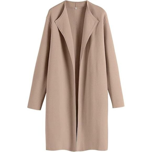 Women's Cardigans Sweater 2024 Casual Lapel Open Front Knit Warm Wool Coatigan - Picture 7 of 7